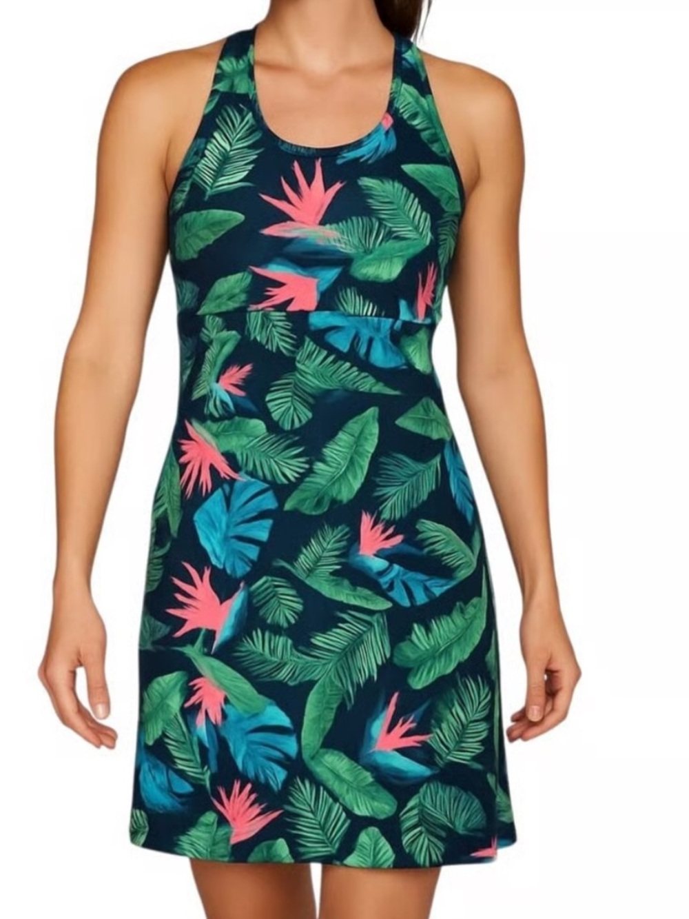 Kyodan Outdoor Women Tropical Palm Floral Athletic Dress Size Medium